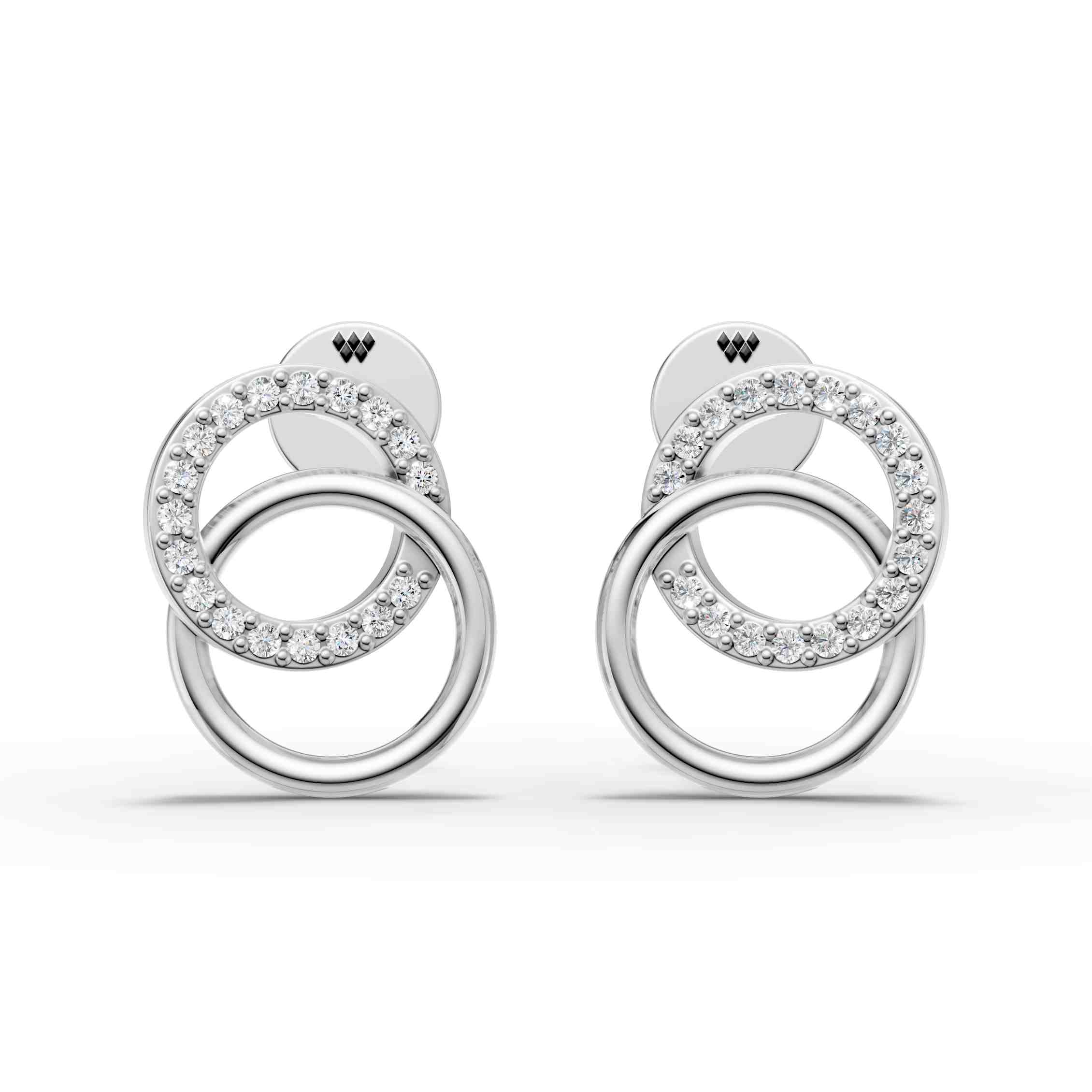 Interlocking Circle Diamond Drop Earrings